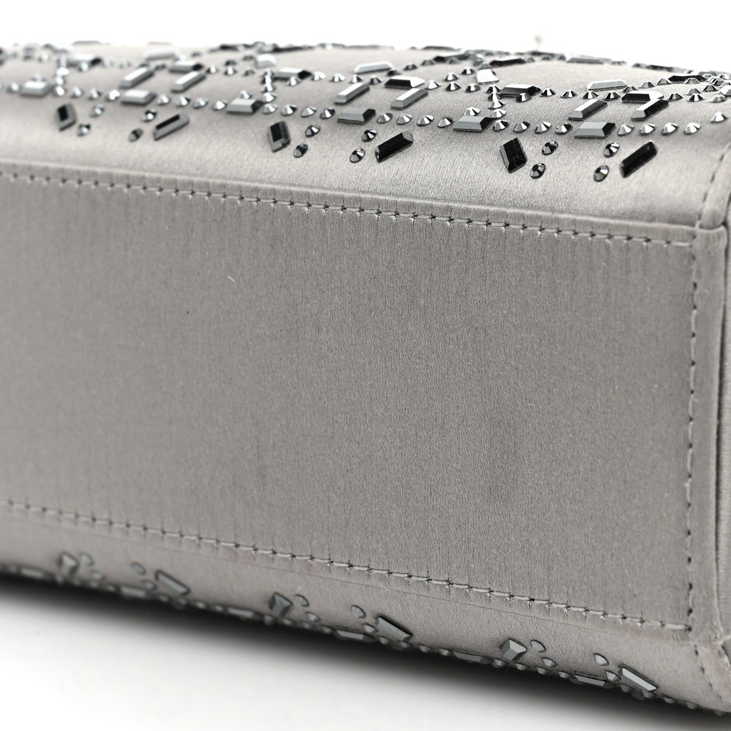 Christian Dior Satin Crystal Cannage Mini Lady Dior Gray 11 of 14