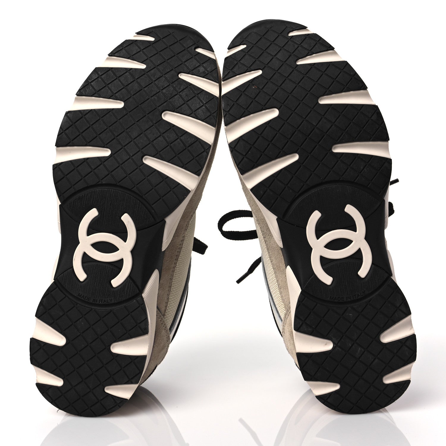 Chanel Mesh Suede Calfskin Womens CC Sneakers 39 White Ivory Dark Beige 5 of 7