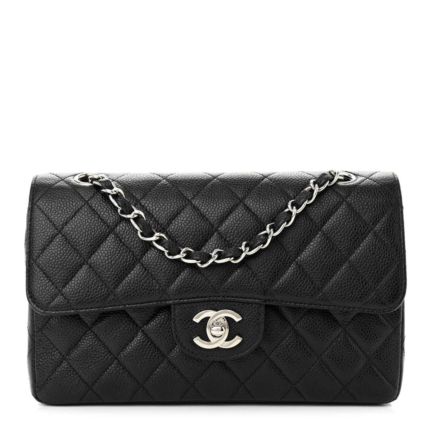 Caviar Quilted Small Double Flap Black