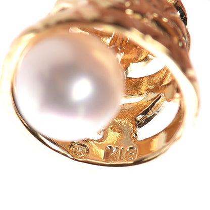 Mikimoto 18K Yellow Gold Akoya Pearl 5.5mm Bell Stick Pin Brooch 4 of 4