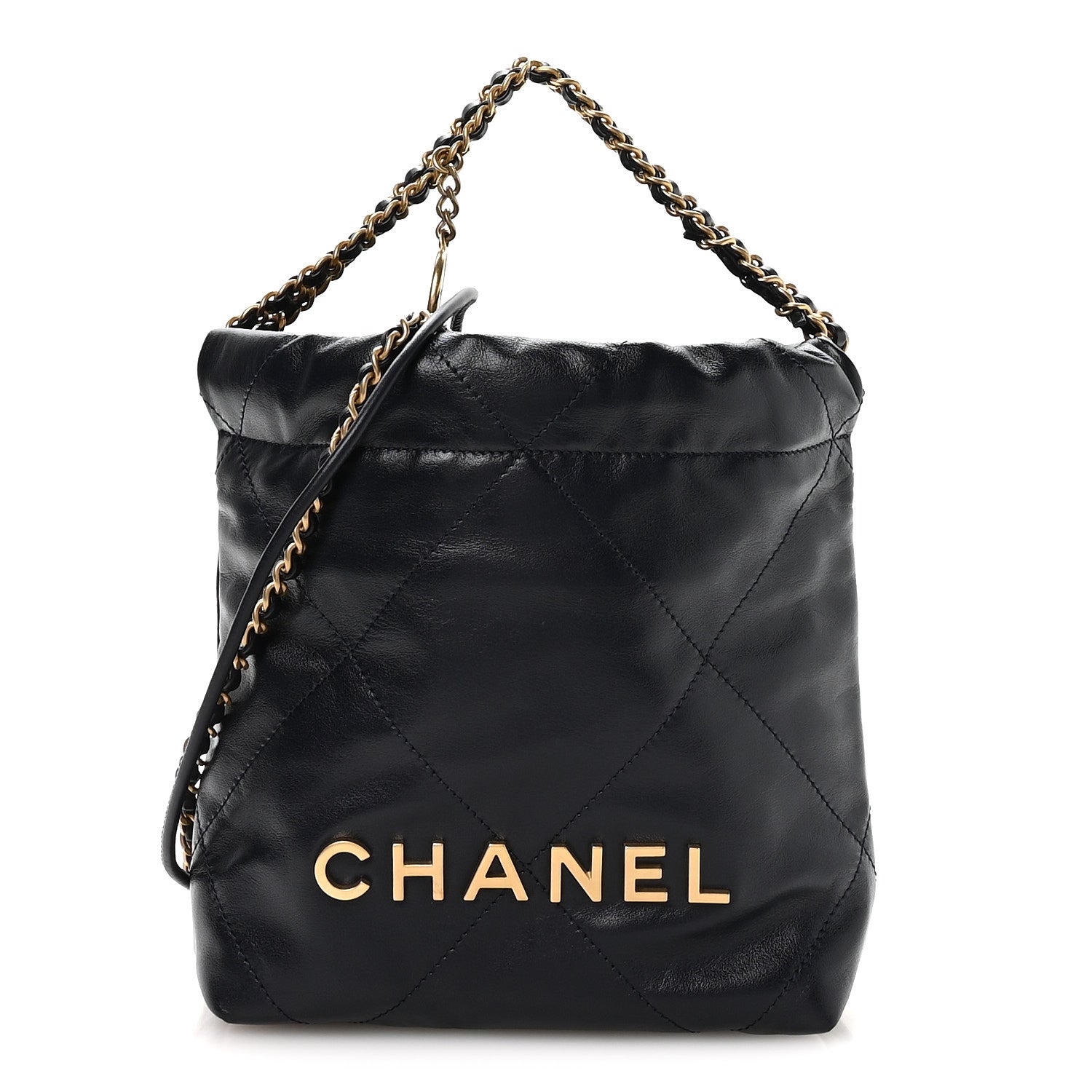 Chanel Shiny Calfskin Quilted Mini Chanel 22 Navy Blue 1 of 10