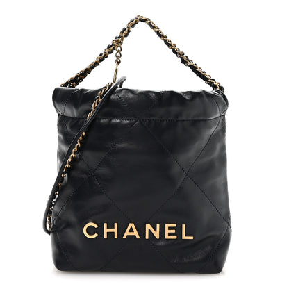 Chanel Shiny Calfskin Quilted Mini Chanel 22 Navy Blue 1 of 10