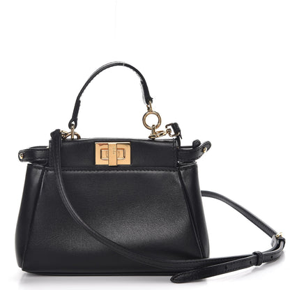 Fendi Nappa Micro Peekaboo Iconic Satchel Black 1 of 8