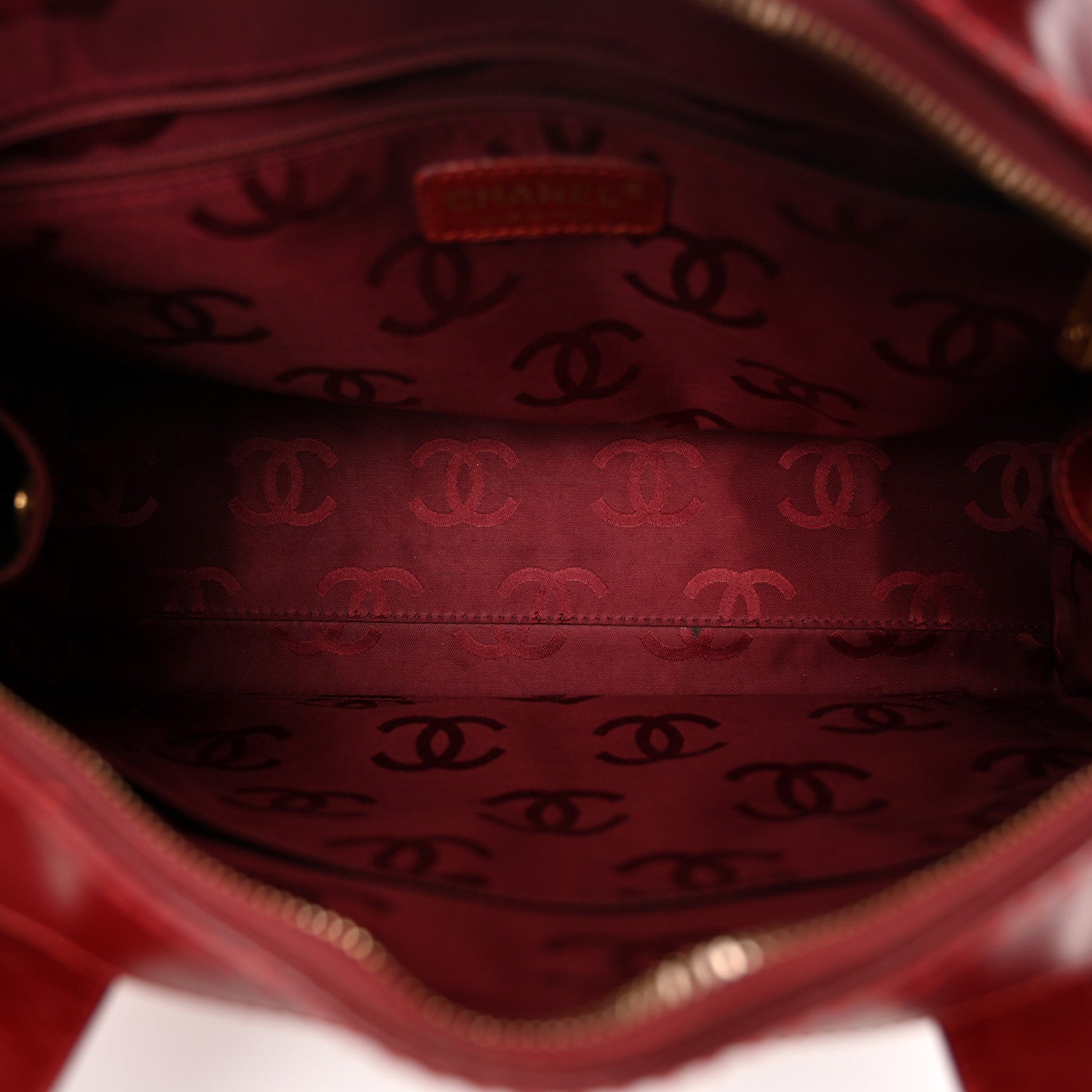 Chanel Calfskin Stitch Surpique Bowler Red 5 of 12