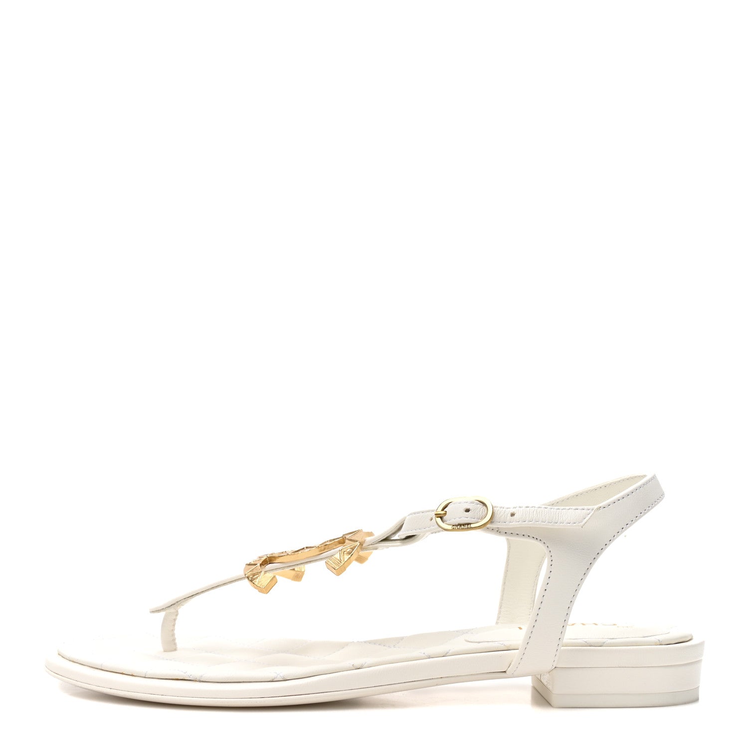 Chanel Lambskin CC Thong Sandals 37.5 White 1 of 10