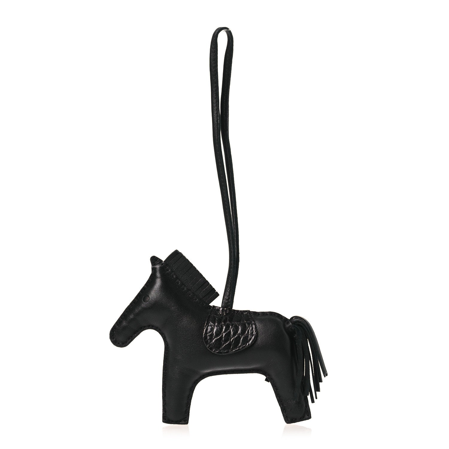 Hermes Milo Lambskin Matte Alligator Touch Grigri Rodeo Horse Bag Charm PM So Black 1 of 3