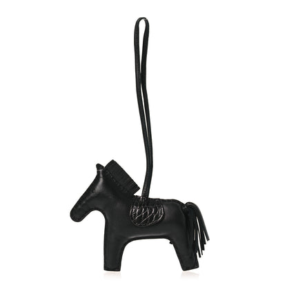 Hermes Milo Lambskin Matte Alligator Touch Grigri Rodeo Horse Bag Charm PM So Black 1 of 3