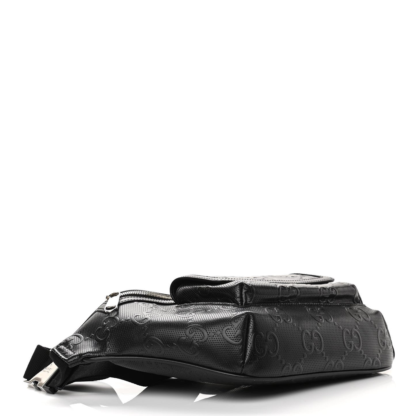 Calfskin GG Tennis Embossed Pocket Belt Bag Black