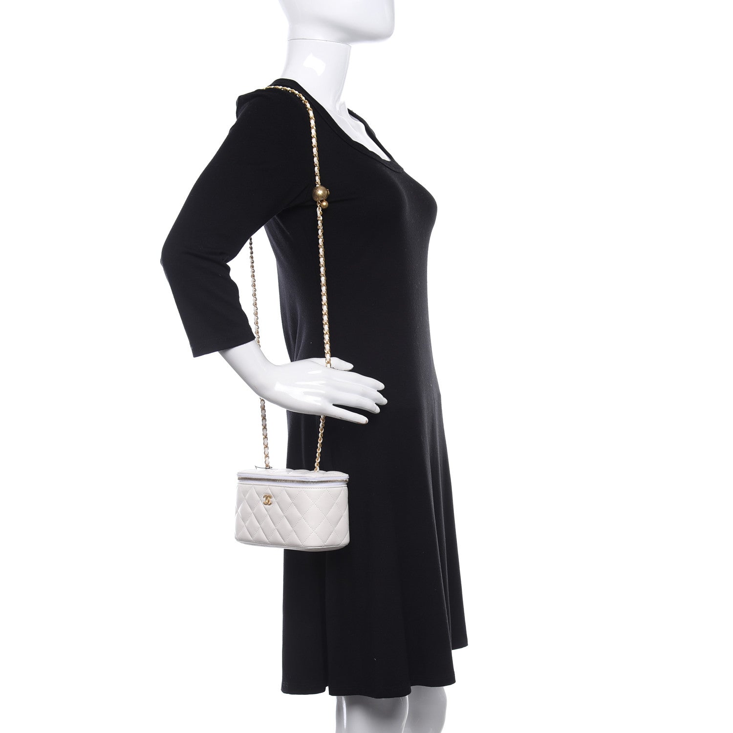 Chanel Lambskin Quilted Pearl Crush Small Vanity Case With Chain White 2 of 10