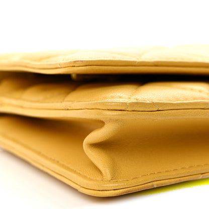 Chanel Lambskin Quilted Wallet On Chain WOC Yellow 10 of 14