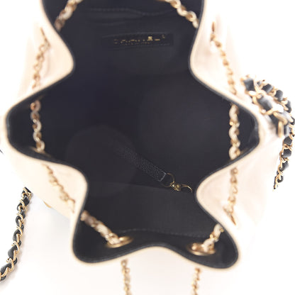 Chanel Lambskin Caviar Lovely Chains Drawstring Bag Beige Black 5 of 10