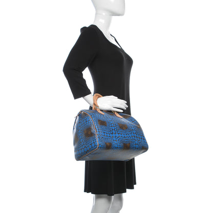 Louis Vuitton Monogram Kusama Town Speedy 30 Blue 2 of 13