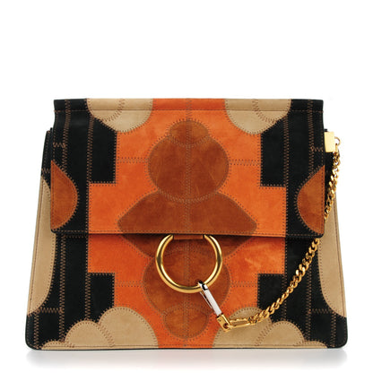 Chloe Suede Patchwork Medium Faye Shoulder Bag Desert Beige 1 of 8