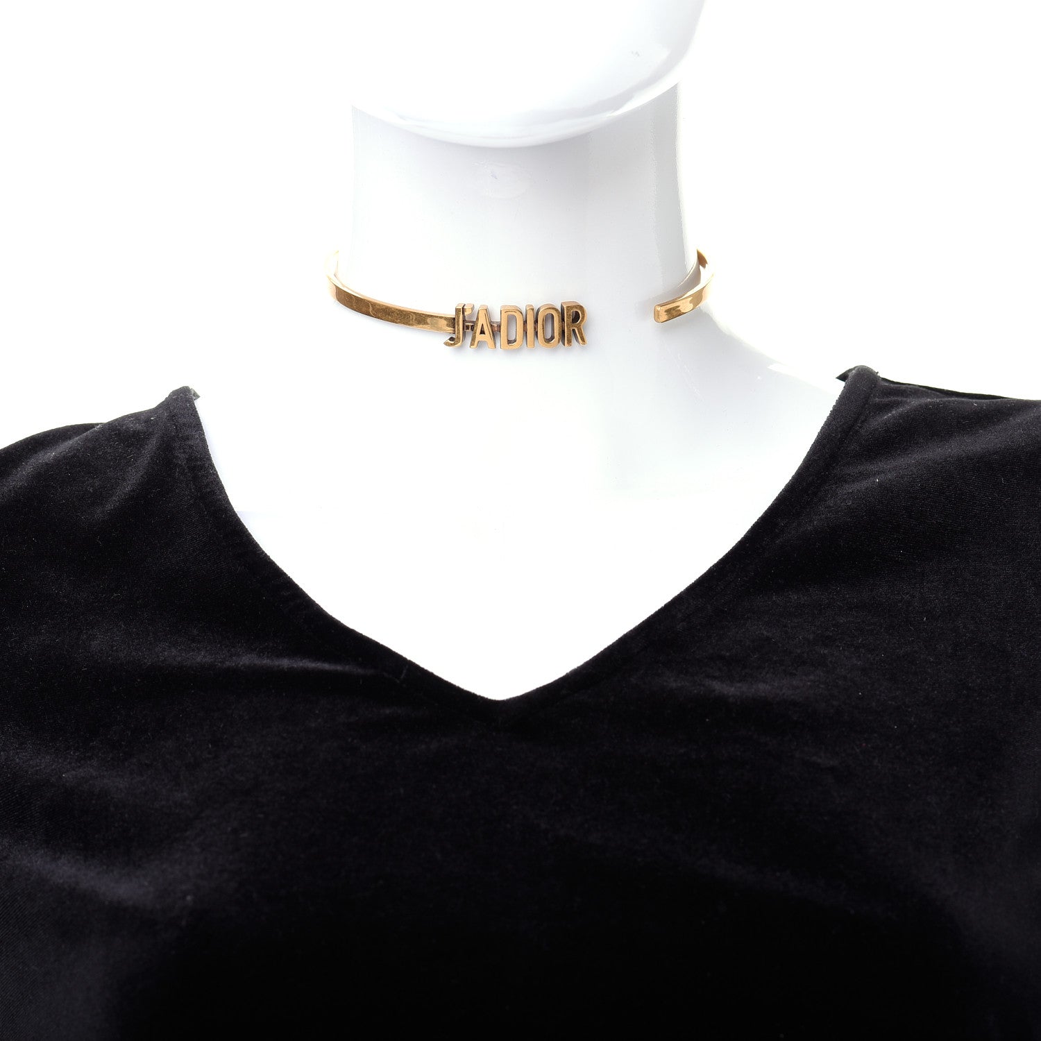 Christian Dior Metal J'Adior Logo Choker Necklace Aged Gold 2 of 5