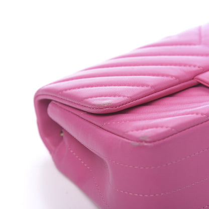 Chanel Lambskin Chevron Quilted Mini Rectangular Flap Fuchsia 9 of 15