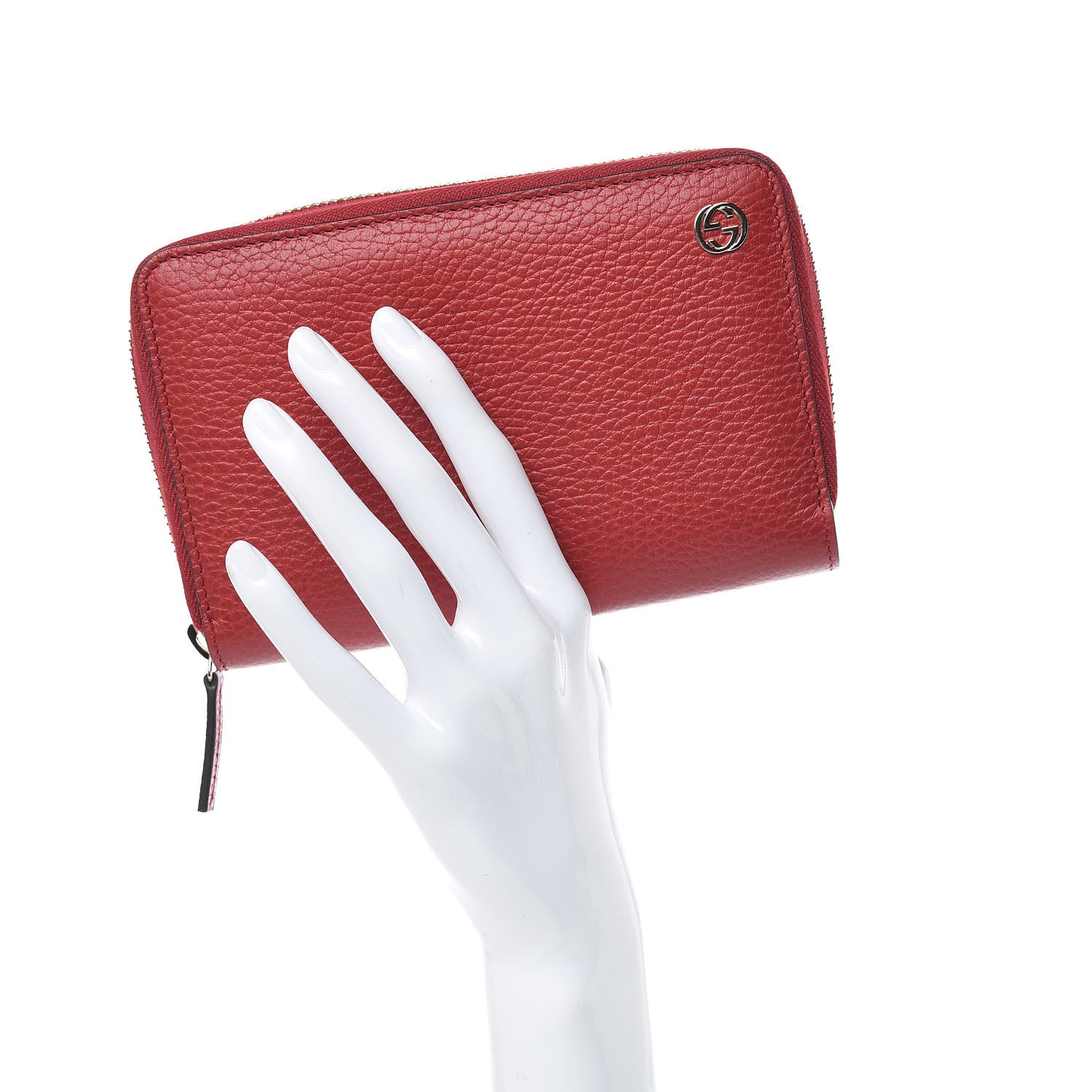 Gucci Dollar Calfskin Medium GG Zip Around Wallet Red 2 of 8