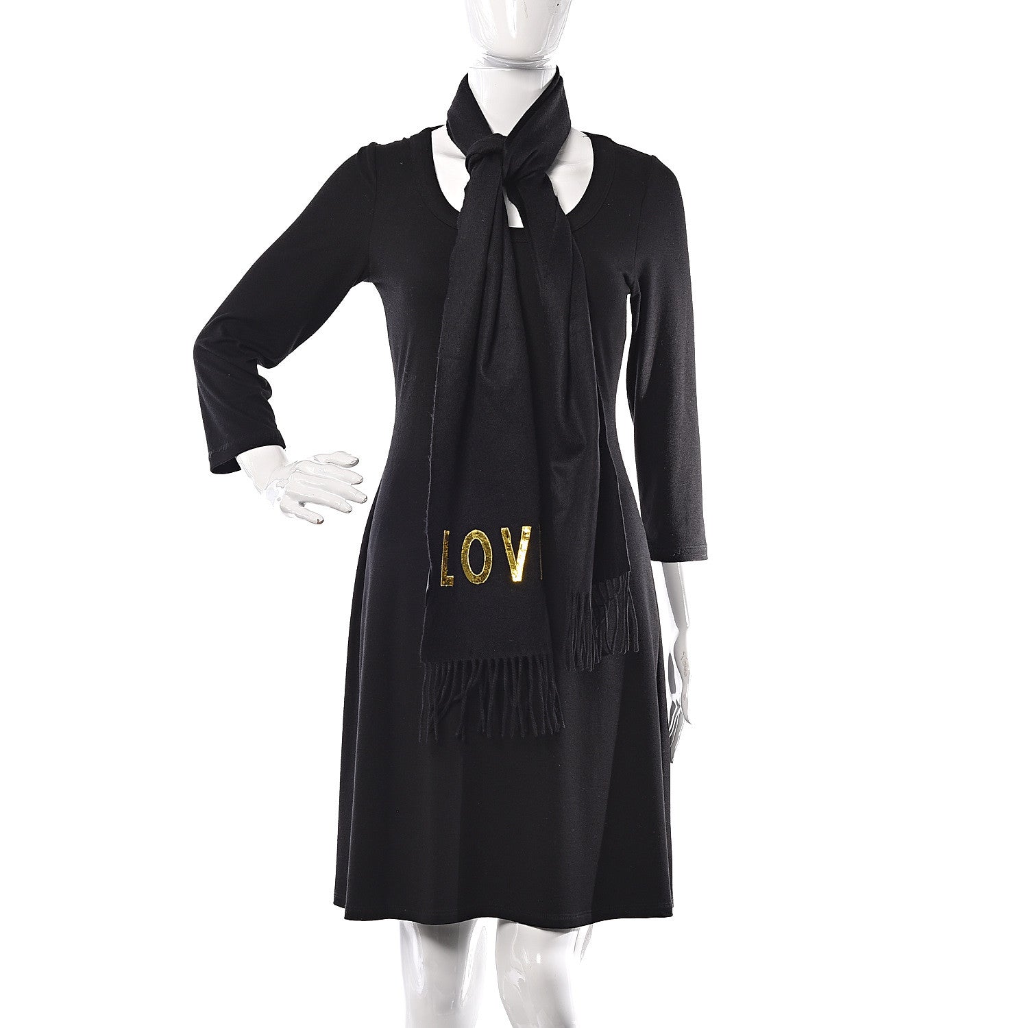 Gucci Silk Cashmere Sequins Lovesh Scarf Black 2 of 5