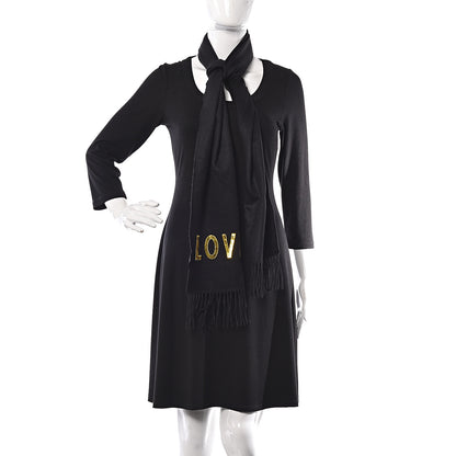 Gucci Silk Cashmere Sequins Lovesh Scarf Black 2 of 5