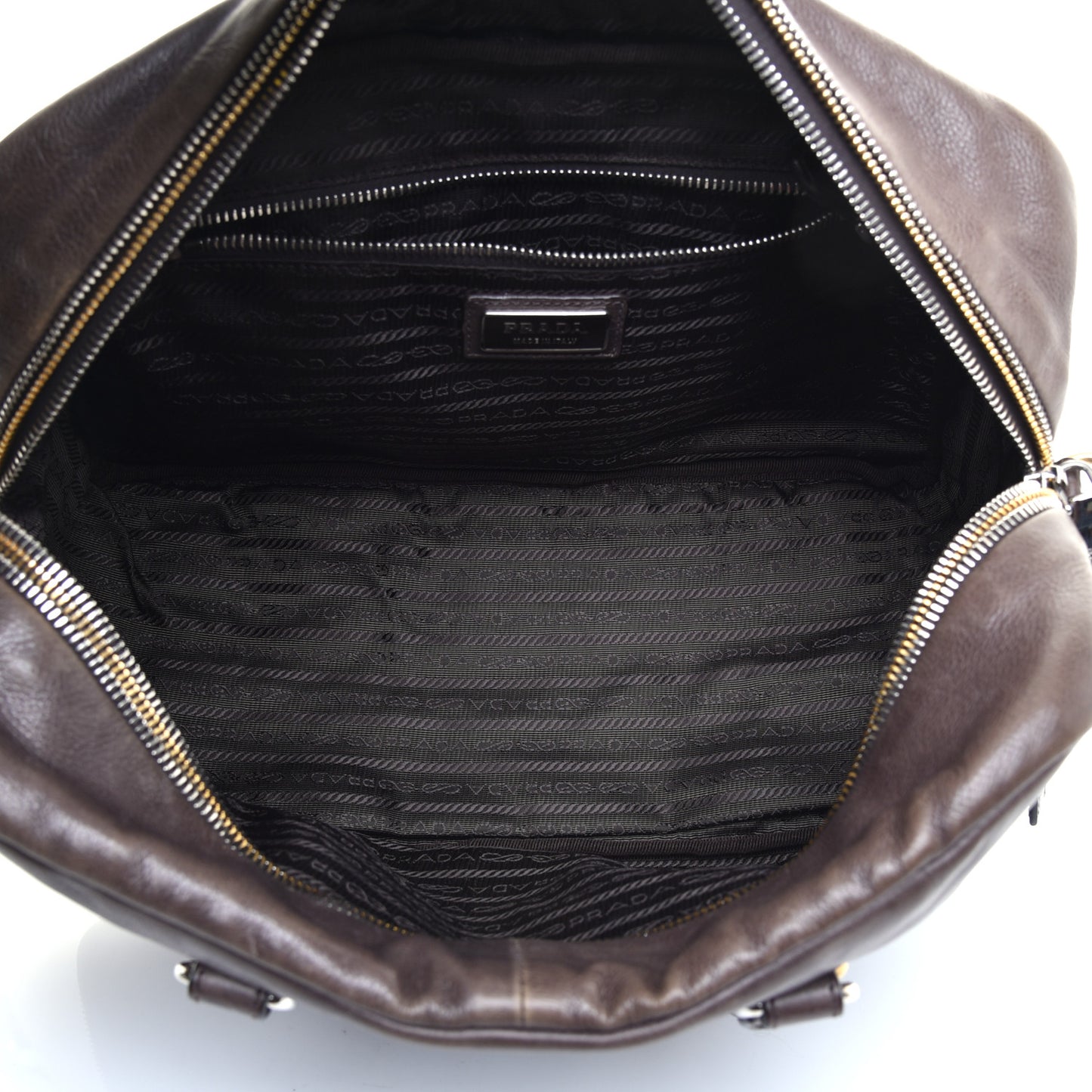 Glace Calfskin Zippers Satchel Ardesia
