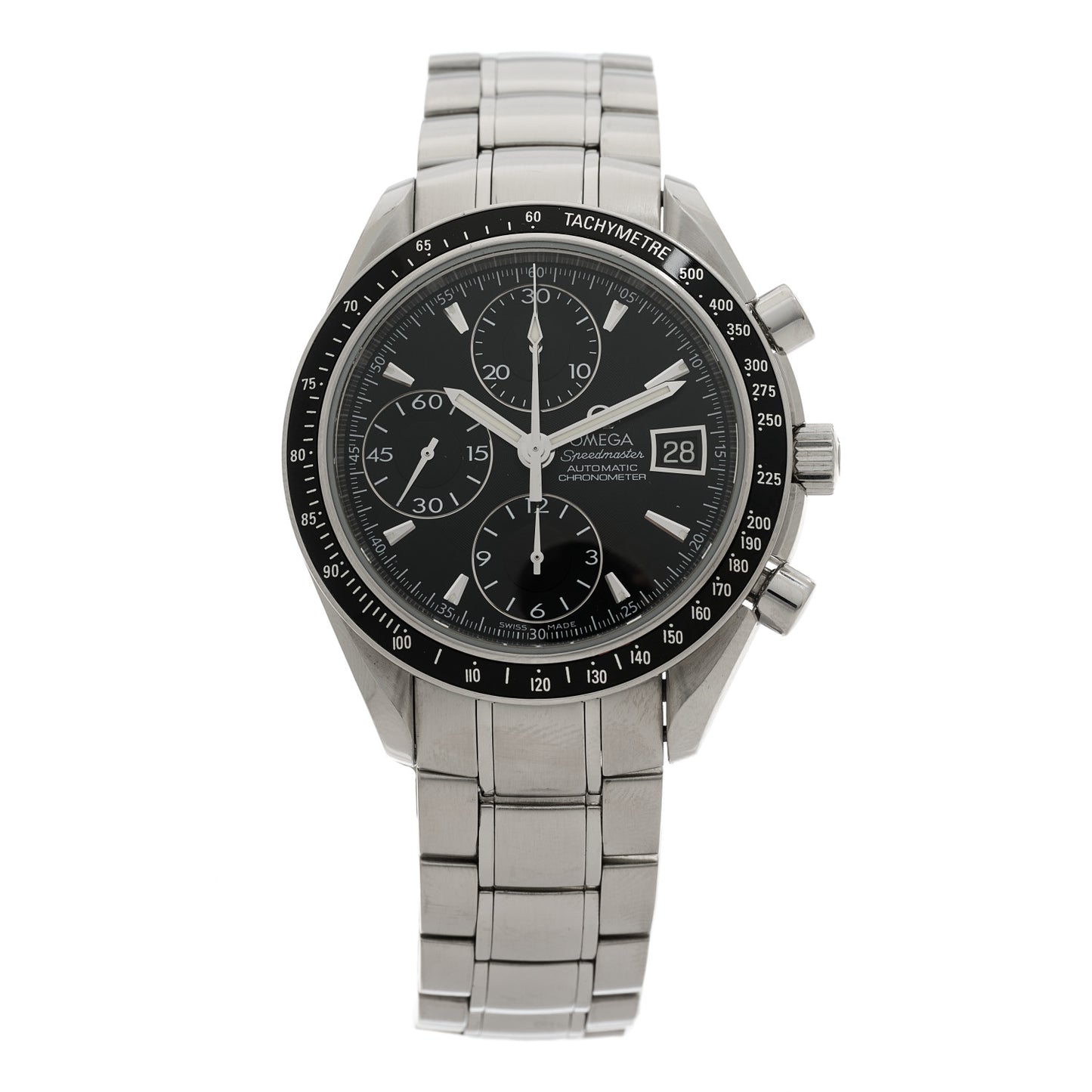 Stainless Steel 40mm Speedmaster Date Chronograph Automatic Watch Black 3210.50.00