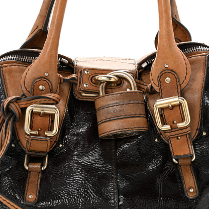 Chloe Patent Lambskin Medium Paddington Satchel Dark Brown 8 of 14