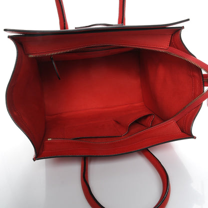 Celine Drummed Calfskin Mini Luggage Coquelicot 5 of 7
