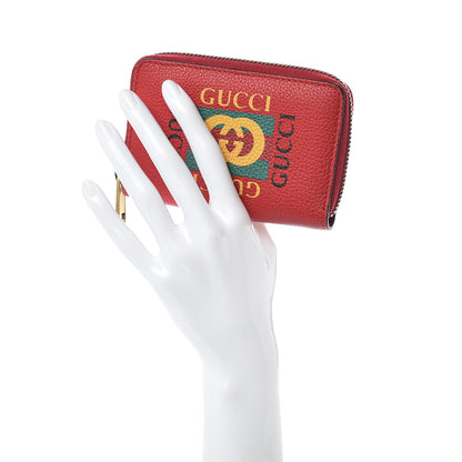 Gucci Grained Calfskin Logo Zip Around Card Case Hibiscus Red 2 of 9