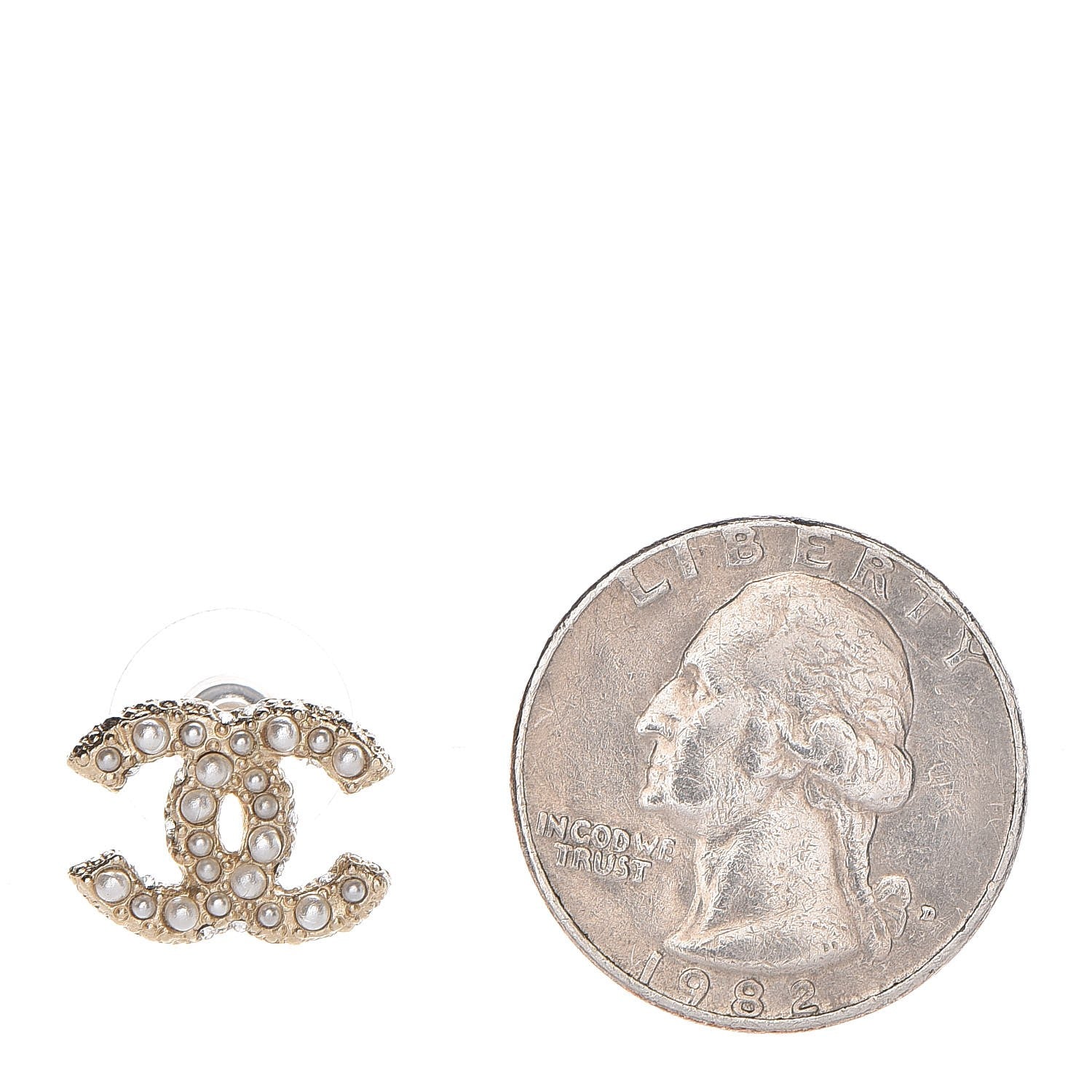 Chanel Metal Pearl CC Earrings Gold 2 of 5