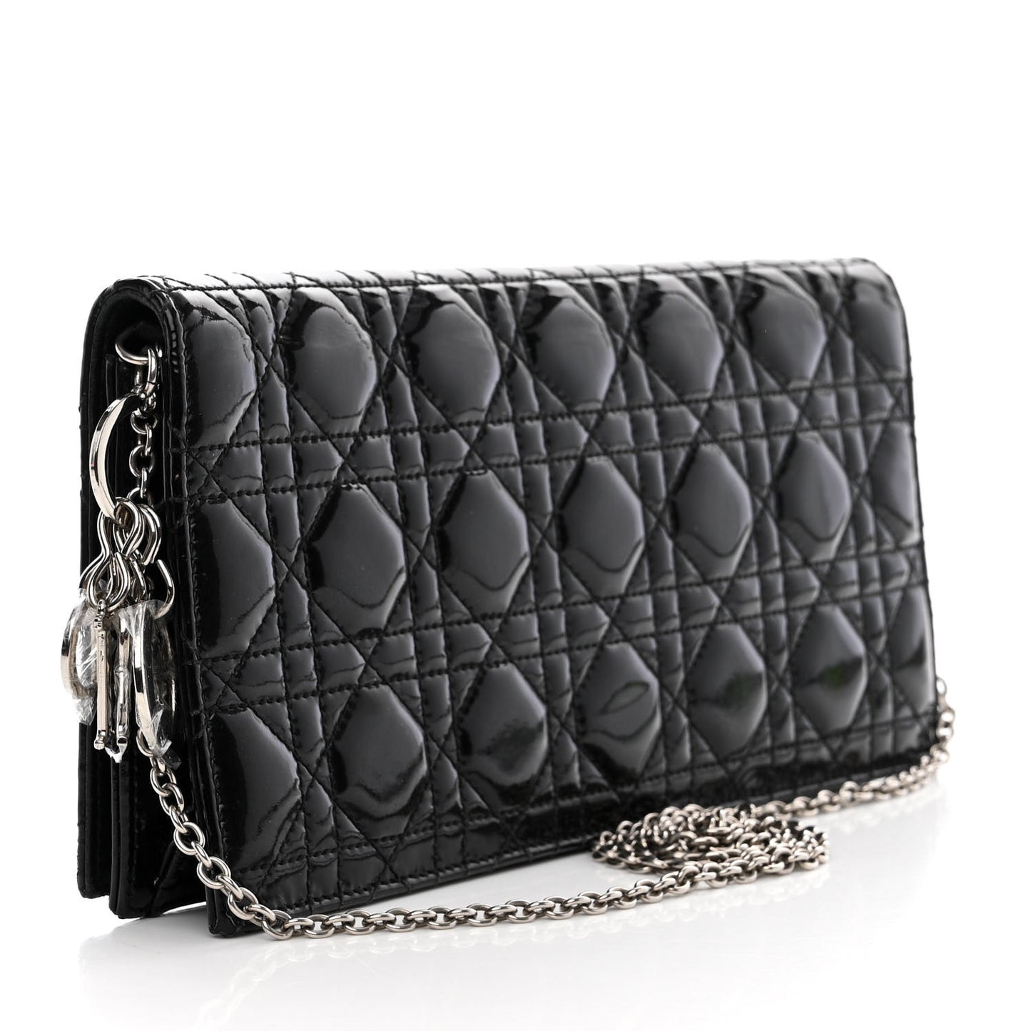 Patent Cannage Lady Dior Convertible Clutch Black