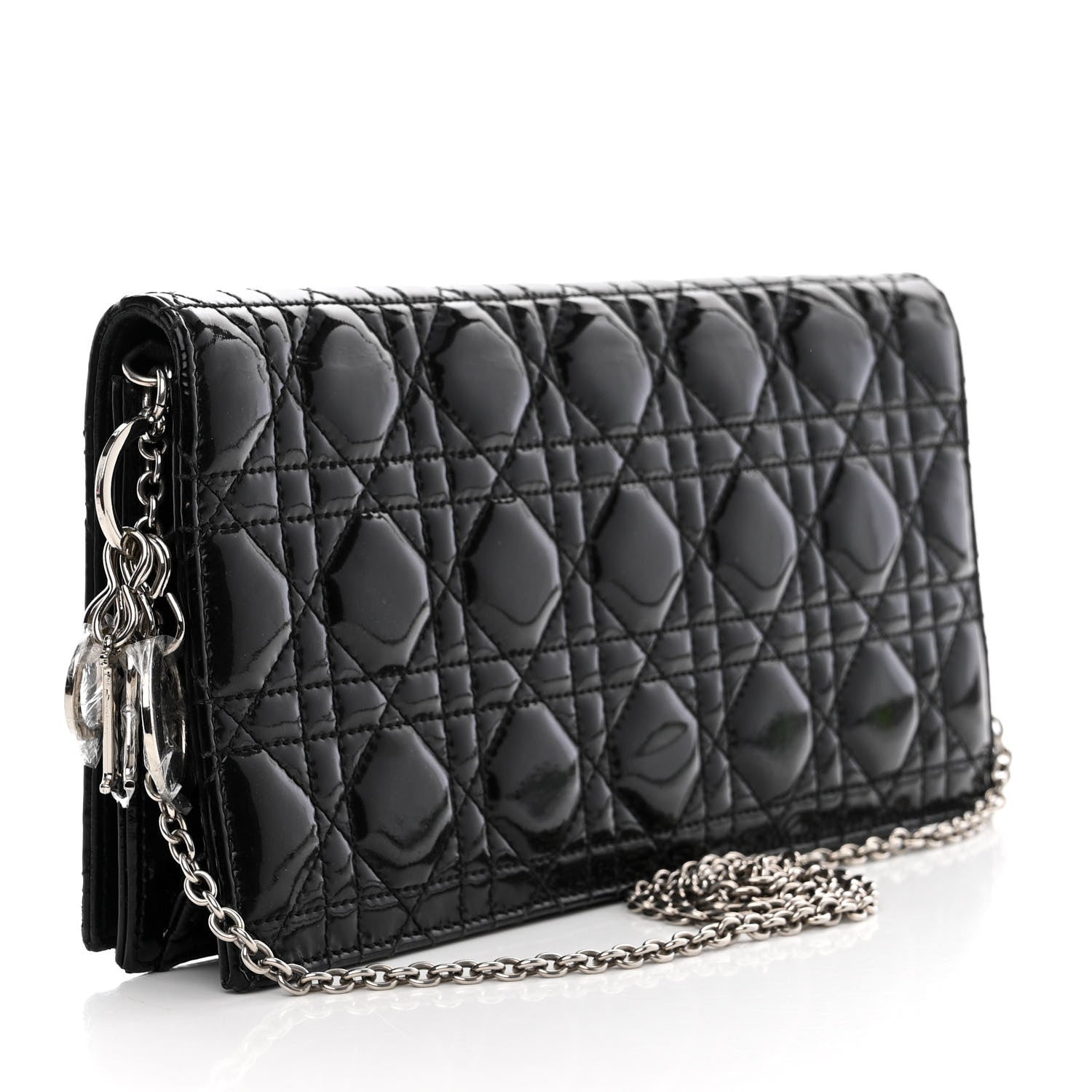 Christian Dior Patent Cannage Lady Dior Convertible Clutch Black 3 of 12