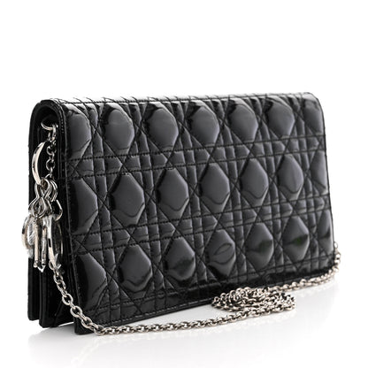 Christian Dior Patent Cannage Lady Dior Convertible Clutch Black 3 of 12