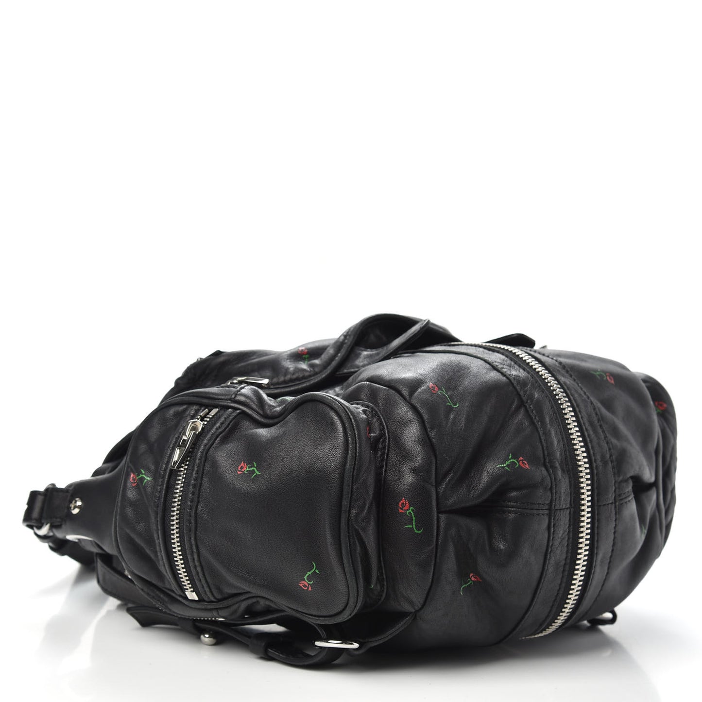 Lambskin Rose Studded Mini Marti Convertible Backpack Black Rhodium Hardware