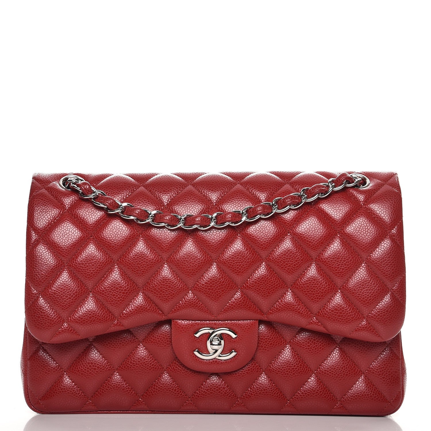 Chanel Caviar Quilted Jumbo Double Flap Red 1 of 9