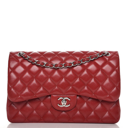 Chanel Caviar Quilted Jumbo Double Flap Red 1 of 9