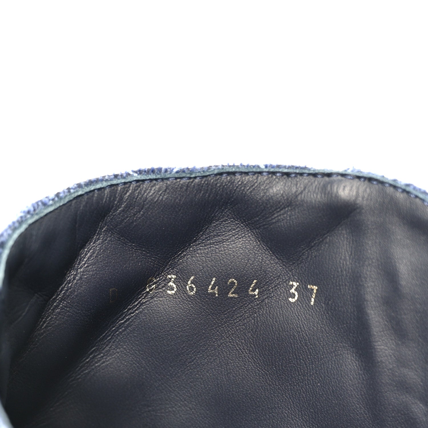 Chanel Shiny Calfskin Velvet Quilted Lace Up Combat Boots 37 Blue 10 of 11