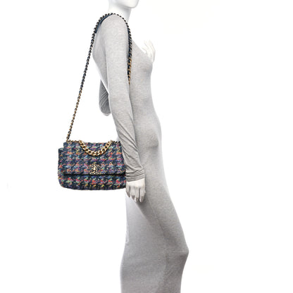 Chanel Tweed Quilted Medium Chanel 19 Flap Dark Multicolor 2 of 10