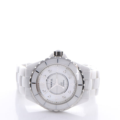 Chanel Stainless Steel Ceramic Diamond 38mm J12 Automatic Watch White 3 of 8