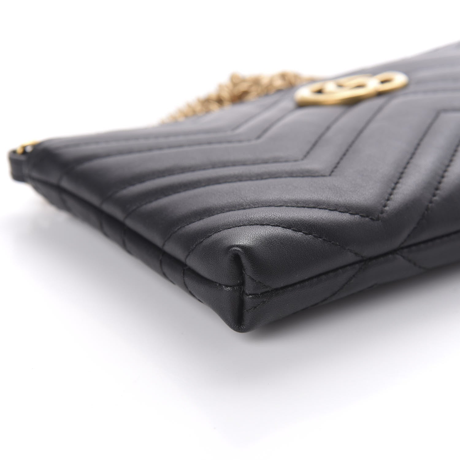 Gucci Calfskin Matelasse Mini GG Marmont Chain Bag Black 6 of 9