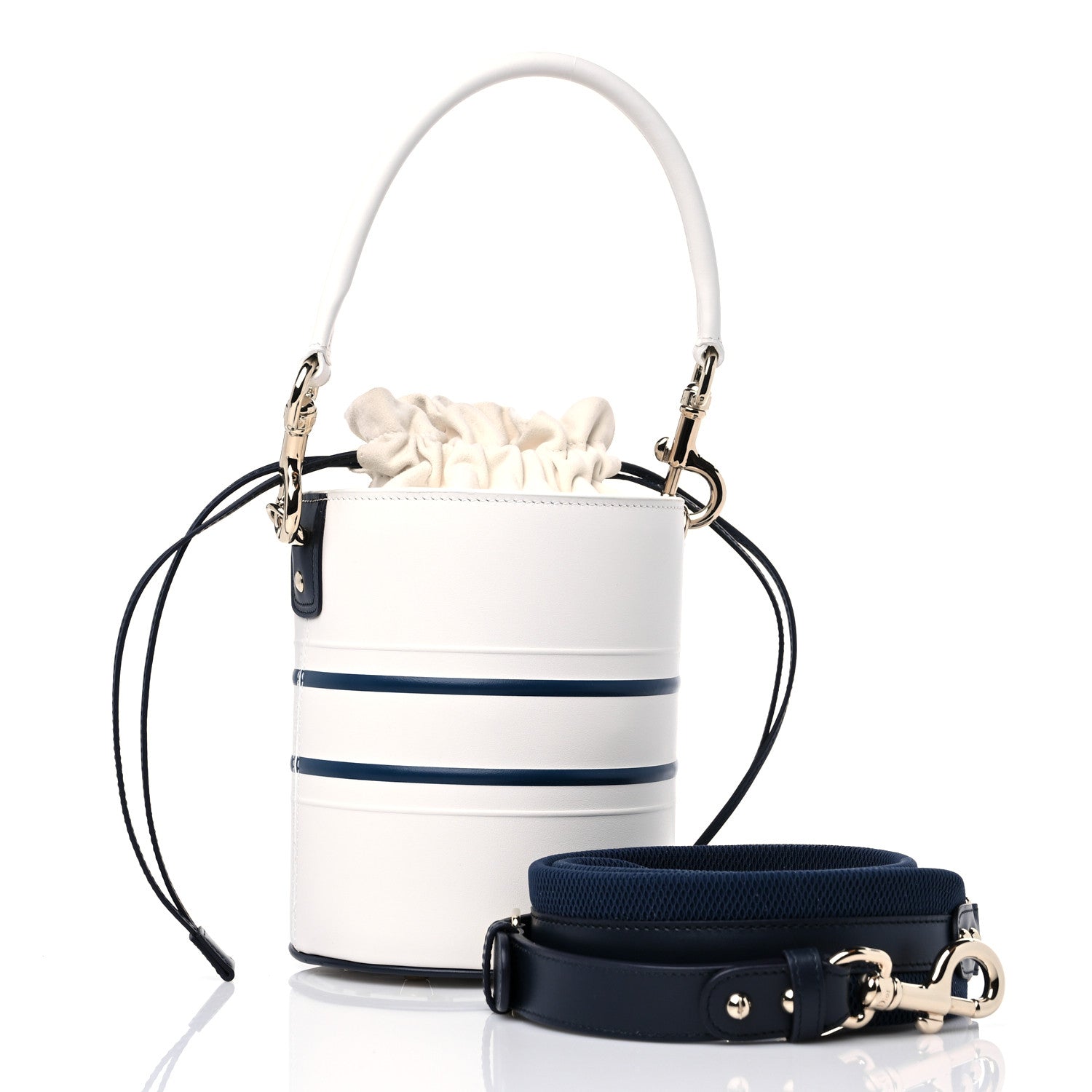Christian Dior Calfskin Small Dior Vibe Bucket White Blue 3 of 8