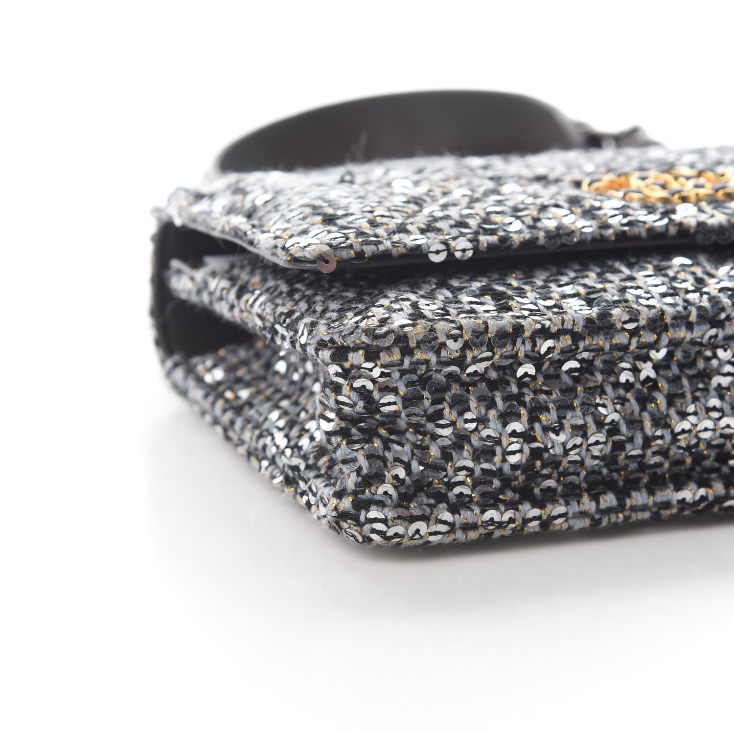 Chanel Sequin Quilted Chanel 19 Wallet On Chain WOC Silver 4 of 8