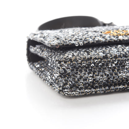 Chanel Sequin Quilted Chanel 19 Wallet On Chain WOC Silver 4 of 8