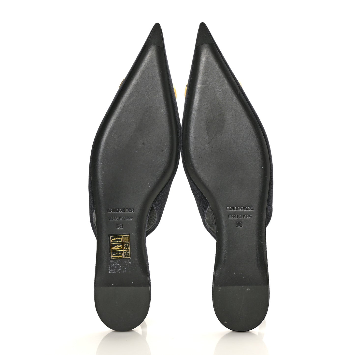 Velvet BB Knife Pointy Toe Slingback Flats 38 Black
