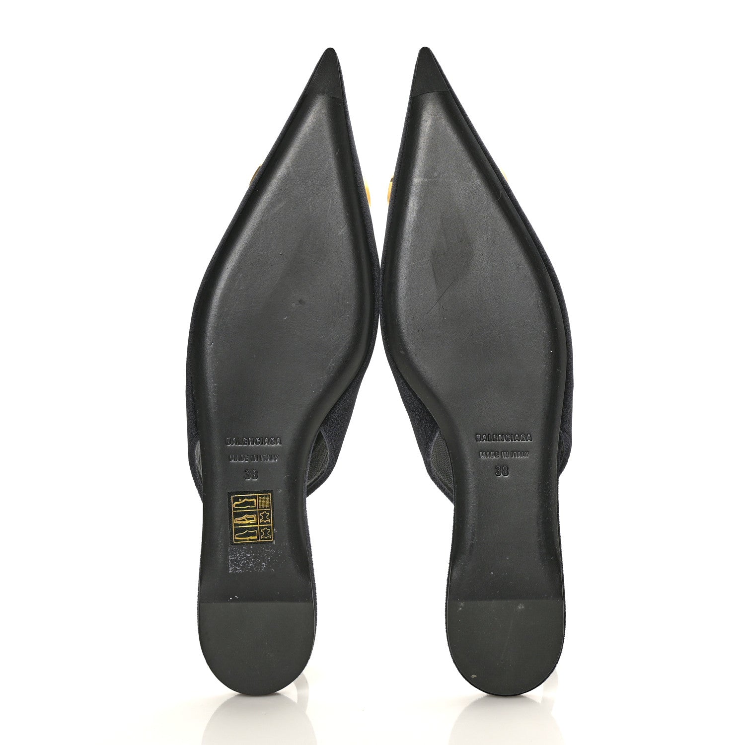 Balenciaga Velvet BB Knife Pointy Toe Slingback Flats 38 Black 5 of 7