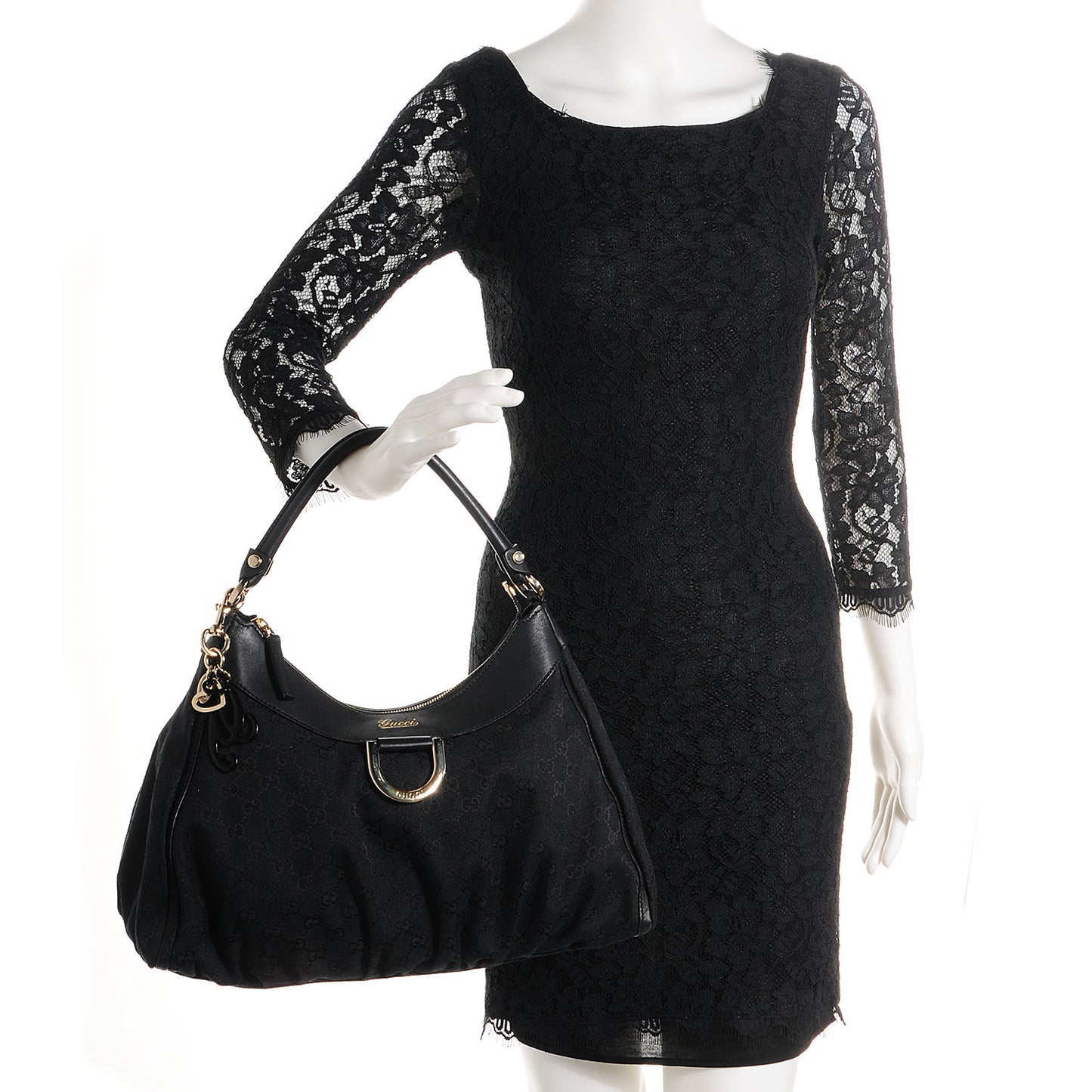 Monogram Large D Ring Hobo Black