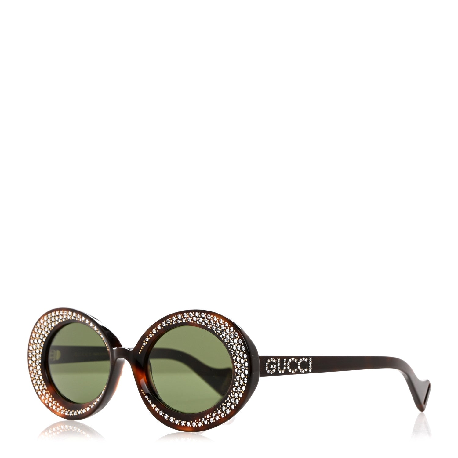 Gucci Acetate Crystal Round Sunglasses GG0618S Tortoiseshell 1 of 7