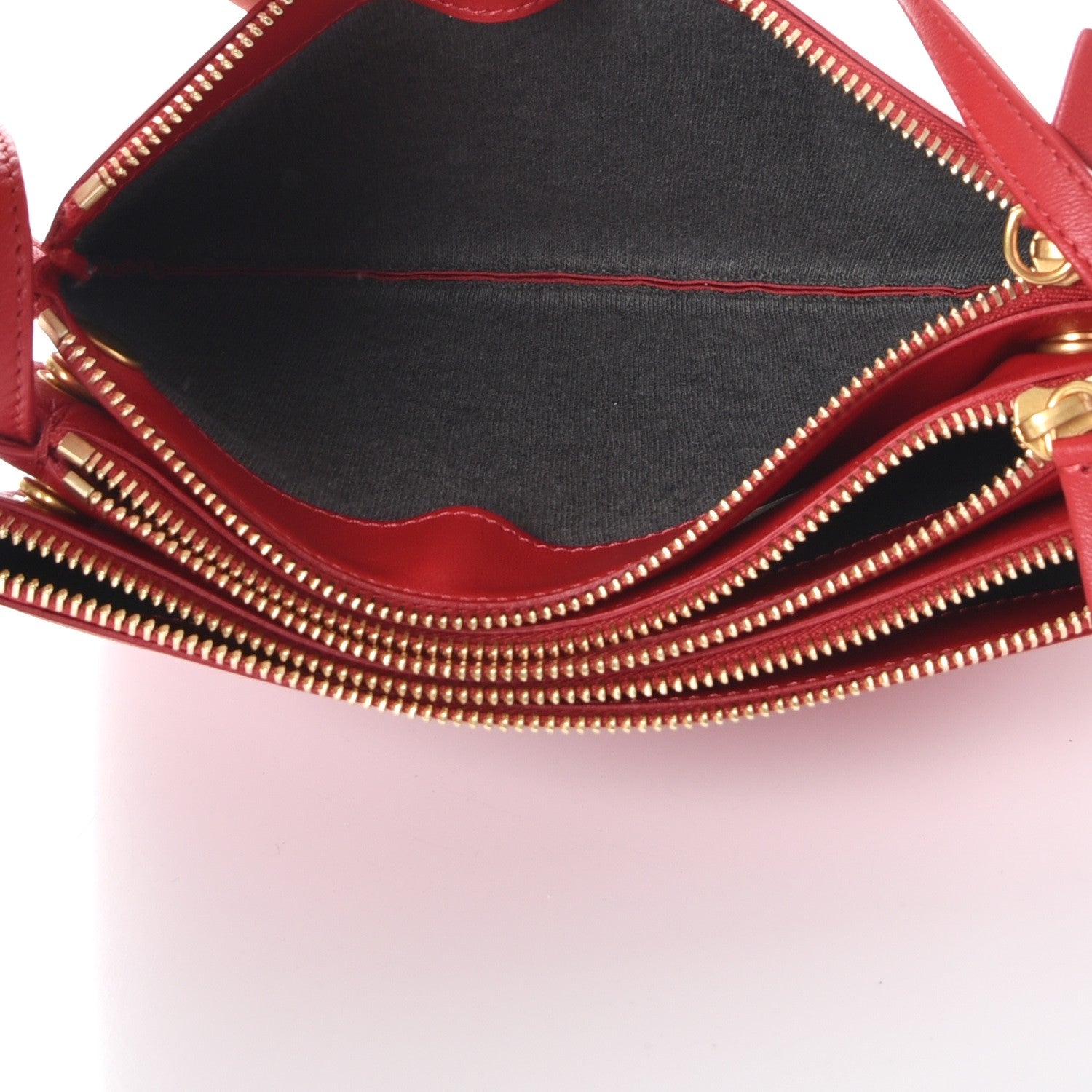 Celine Lambskin Small Trio Crossbody Bag Red 7 of 9