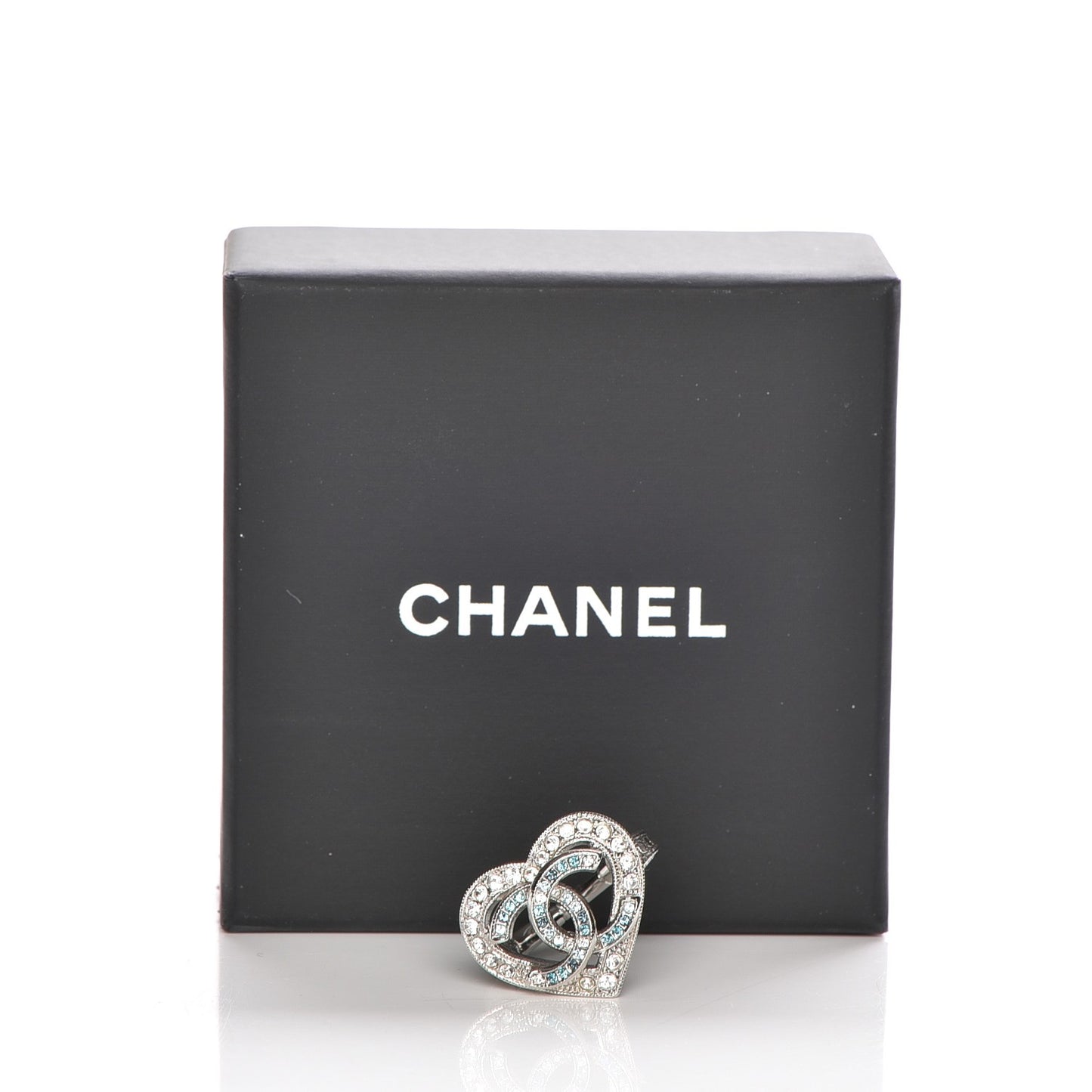 Crystal CC Heart Ring 52 6 Silver Blue