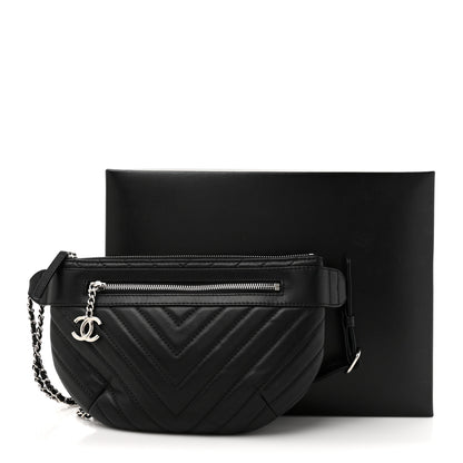 Chanel Lambskin Chevron Quilted Waist Belt Bag Black 11 of 11