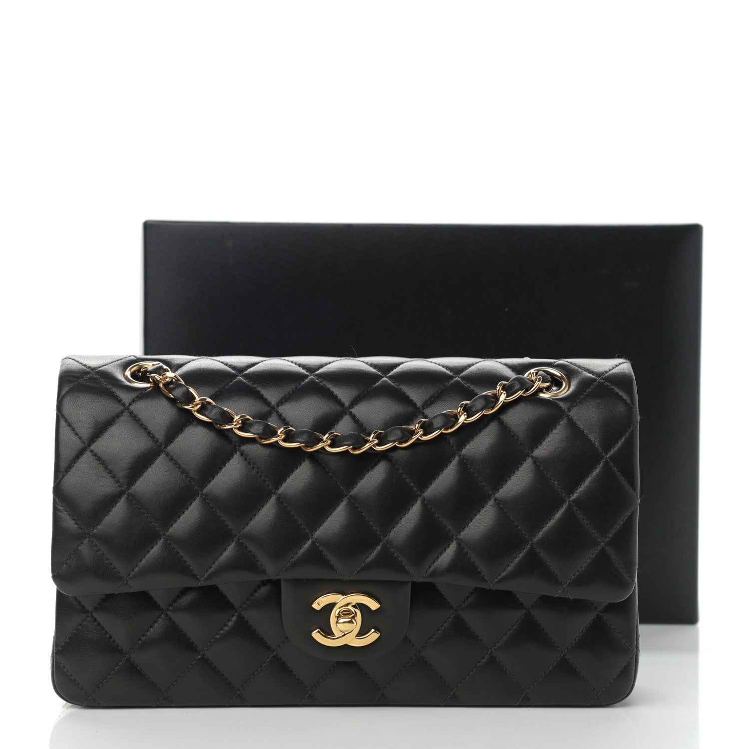 Chanel Lambskin Quilted Medium Double Flap Black 15 of 15