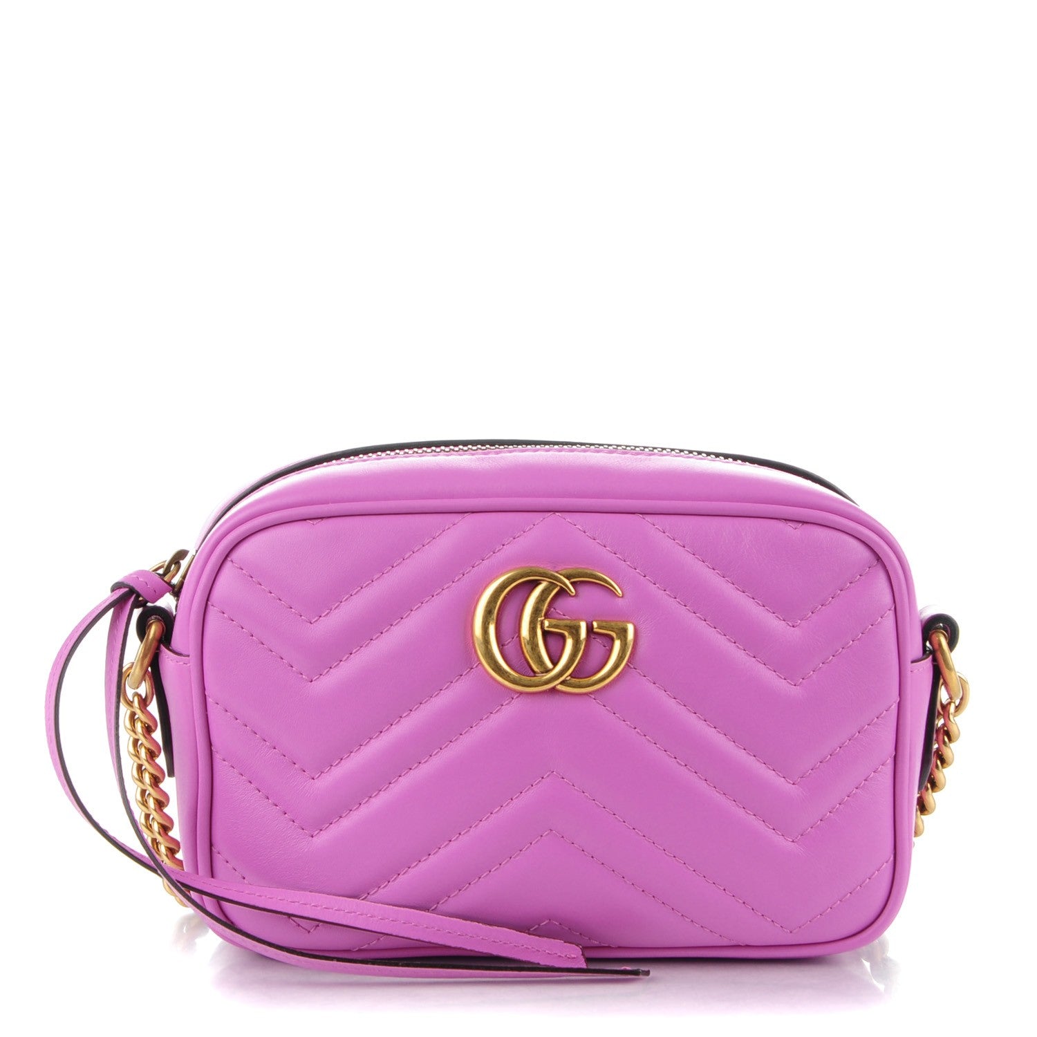 Gucci Calfskin Matelasse Mini GG Marmont Chain Shoulder Bag Candy Mousse 1 of 7